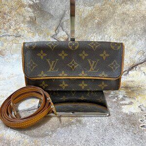 Sold!!Louis Vuitton Pochette Twin PM Monogram Brown Crossbody Bag